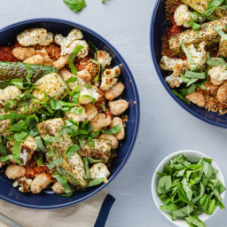 Baked Cauliflower Parmesan with Zucchini & Crispy Butter Beans