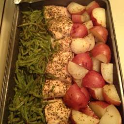 Baked chicken, green beans and red potatoes