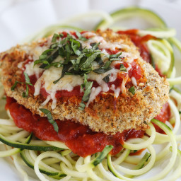 Baked Chicken Parmesan with Zucchini Noodles