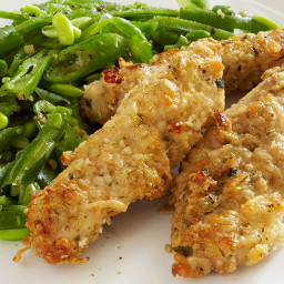 Baked Chicken Strips with Microwave Green Beans
