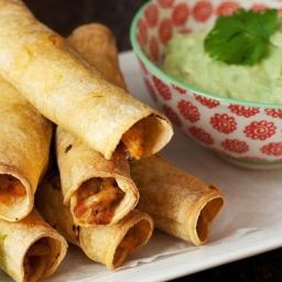 Baked Chicken Taquitos with Green Chiles and Avocado Yogurt Dip