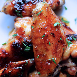 Baked Chicken Wings with Bourbon & Birch Syrup Glaze