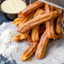 Baked Churros with White Chocolate and Coconut