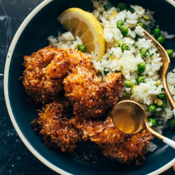 Baked Coconut Shrimp with Springy Rice and Honey Butter Sauce