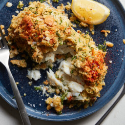 Baked Cod With Buttery Cracker Topping