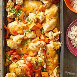 Baked Curried Chicken with Roasted Cauliflower