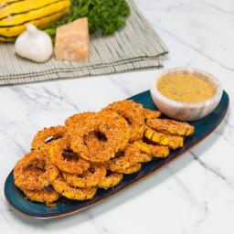 Baked Delicata Squash Rings With Honey Mustard Dipping Sauce Recipe by Tast