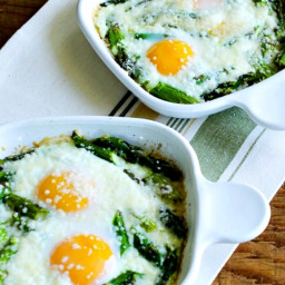 Baked Eggs and Asparagus with Parmesan (Video)