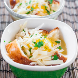 Baked Eggs in a Basket with Asiago Cheese