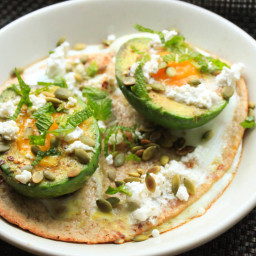 Baked Eggs in Avocado Cups With Feta and Mint Recipe