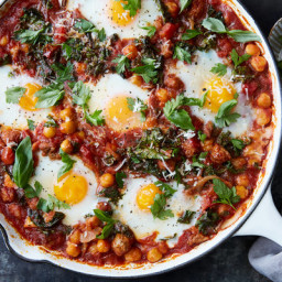Baked Eggs With Beans and Greens