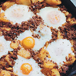 Baked Eggs with Chorizo and Potatoes