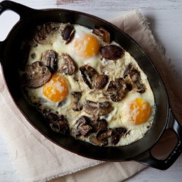 Baked Eggs with Mushrooms and Gruyere