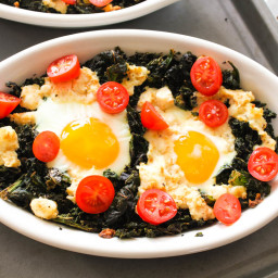 Baked Eggs with Ricotta and Kale