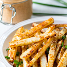 Baked FrenchFries with Chipotle Ranch Dip {Paleo and Whole30}