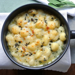 Baked gnocchi with sage and cheese sauce