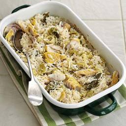 Baked haddock and cabbage risotto