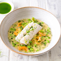 Baked Hake with Summer Vegetables and Dill Oil