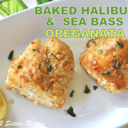 Baked Halibut and Sea Bass Oreganata