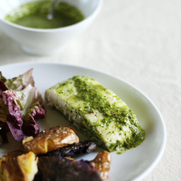 Baked Halibut with Chimichurri
