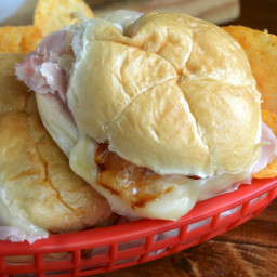 Baked Ham and Cheese Sliders with Barbecue Sauce
