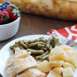 Baked Italian Chicken, Potatoes and Green Beans