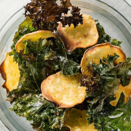 Baked Kale and Sweet Potato Chips