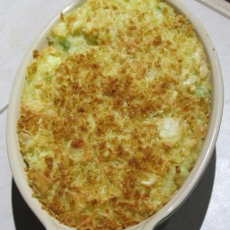 Baked Mashed potatoes with cheese, peas and corn