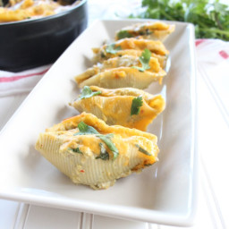 Baked Mexican Stuffed Shells with Creamy Green Chili Sauce