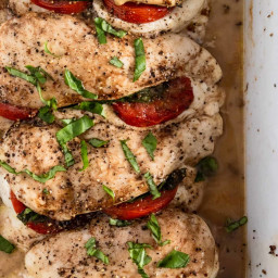 Baked Mozzarella Stuffed Chicken with Tomato and Basil
