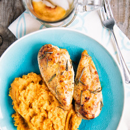 Baked Mustard Chicken With Mashed Sweet Potatoes Recipe