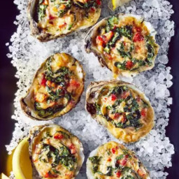 Baked Oysters with Bacon, Greens, and Parmesan