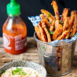 Baked Parmesan Carrot Fries with Chilli Mayo Dip