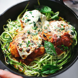 Baked Parmesan Chicken with Zucchini Noodles