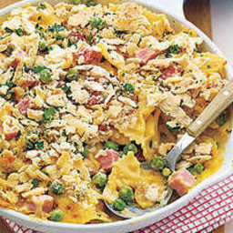Baked Pasta with Peas, Cheese and Ham