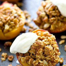 Baked Peaches with Oatmeal Pecan Streusel