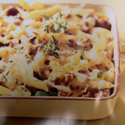 Baked Penne with Sausage, Zicchini and Fontina