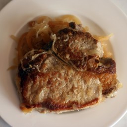 Baked Pork Chops with Apples and Sauerkraut