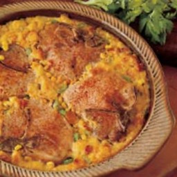 Baked Pork Chops with Corn Dressing