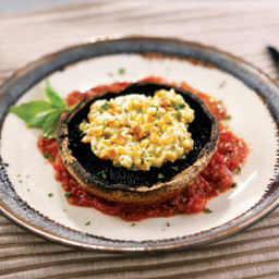 Baked Portobello Caps with Melted Goat Cheese