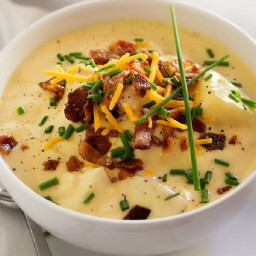 Baked Potato & Leek Soup with Cheddar & Bacon