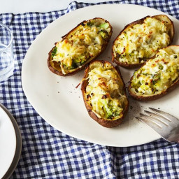 Baked Potatoes Stuffed with Broccoli and Cheddar Cheese