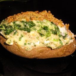 Baked Potatoes Stuffed with Spinach, Parmesan and Mushrooms