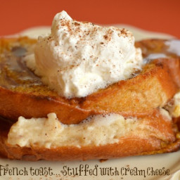 Baked Pumpkin French Toast (Stuffed with Cream Cheese)