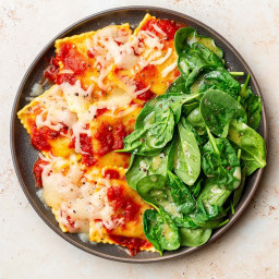 Baked Red-Sauce Ravioli with Side Salad 