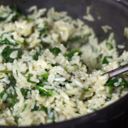 Baked Rice With Spinach and Parmesan Cheese