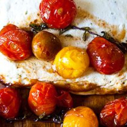 Baked Ricotta and Goat Cheese with Candied Tomatoes
