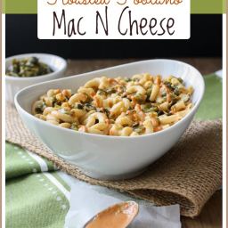 Baked Roasted Poblano Mac and Cheese with Creamy Sriracha Drizzle