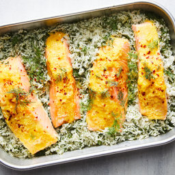 Baked Salmon and Dill Rice