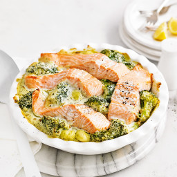 Baked salmon and gnocchi